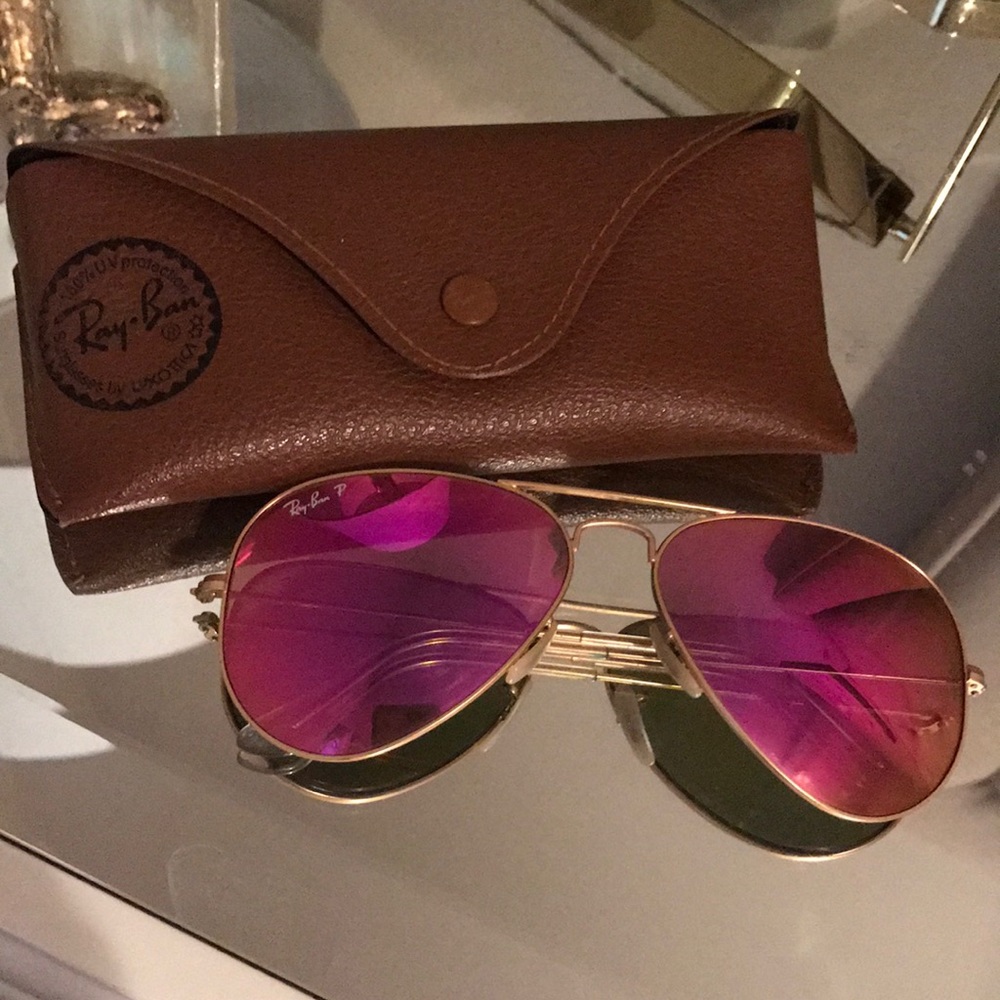 Ray Ban Polarized Hot Pink Flash Aviators